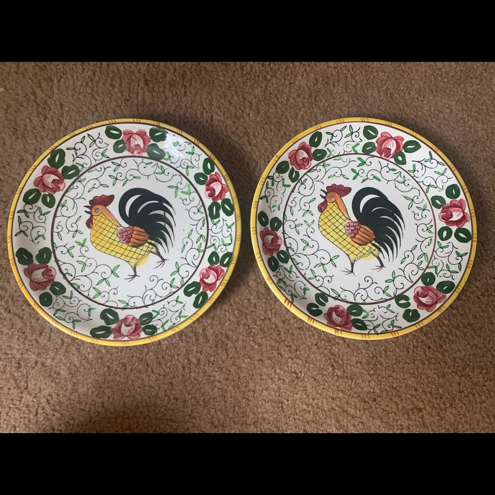 Py Ucagco Japan Rooster And Roses 8 Inch Early Provincial Luncheon